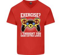 Gamer I Pensiero Said Extra Vive Gioco Uomo Scollo A V Cotone T-Shirt