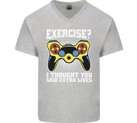 Gamer I Pensiero Said Extra Vive Gioco Uomo Scollo A V Cotone T-Shirt