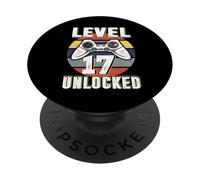 Gamer Level 17 Unlocked Video Game 17th Birthday Boys Girls PopSockets PopGrip Adesivo