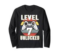 Gamer Level 7 Unlocked Video Game 7th Birthday Maglia a Manica