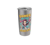 Gamer Mamma Come Una Mamma Regolare Ma Più Freddo Divertente Controller Mamma Bicchiere termico in acciaio inox doppia parete
