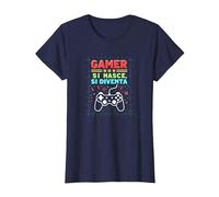 Gamer Non Si Nasce, Si Diventa - Regalo per Gamer Maglietta, Donna, Navy, XL
