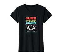 Gamer Non Si Nasce, Si Diventa - Regalo per Gamer Maglietta, Donna, Nero, L