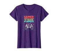 Gamer Non Si Nasce, Si Diventa - Regalo per Gamer Maglietta, Donna, Viola, XS