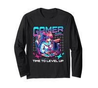 Gamer Ragazza Tempo per Salire di Livello Videogioco Ragazza Gaming B-Day Maglia a Manica