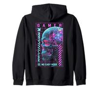 Gamer Robot Cyber Skull Nessuna Modalità Facile Gioco Futuristico Felpa con Cappuccio