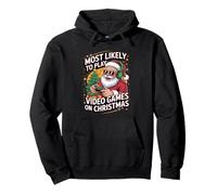 Gamer Santa Claus Christmas Pajama Gaming Kids Boys Men Felpa con Cappuccio