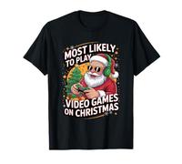 Gamer Santa Claus Christmas Pajama Gaming Kids Boys Men Maglietta