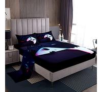 Gamer Set di biancheria da letto singolo per ragazzi bambini, set di lenzuola per videogiochi, traspirante,1 lenzuolo angoli per videogiochi + 1 federa per cuscino