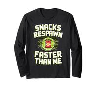 Gamer Snack Respawn Timing Pixel Graphic Maglia a Manica