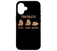 Gamer Triathlete Funny Gaming Sloth Playing Video Game Nerd Custodia per iPhone 16