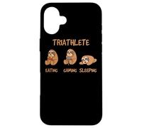 Gamer Triathlete Funny Gaming Sloth Playing Video Game Nerd Custodia per iPhone 16 Plus