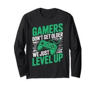 Gamers Don't Get Older We Just Level Up Funny Gamer Retro Maglia a Manica