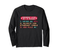 Gamers Live by 3 Regole Divertente Pixel Citazione Maglia a Manica