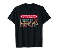 Gamers Live by 3 Regole Divertente Pixel Citazione Maglietta