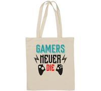 Gamers Never Die Broken Controller - Borsa tote in cotone naturale, colore: Bianco