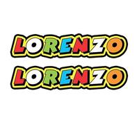 GamesMonkey® - Adesivo stile Vale THE DOCTOR - 2 pezzi - Varie Dimensioni - gara cross pista auto moto stickers (Lorenzo, 15x3 cm)