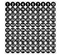 GamesMonkey® - Etichette Numeri Adesivi Cerchi - Nero - da 1 a 100 - (100-500 - 2500 pezzi)(10-25 mm) Vinile Impermeabile - Inventario Consecutivi (25 mm - 2,5 cm, 100 Pezzi - 1 Foglio)