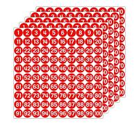 GamesMonkey® - Etichette Numeri Adesivi Cerchi - Rosso - da 1 a 100 - (100-500 - 2500 pezzi)(10-25 mm) Vinile Impermeabile - Inventario Consecutivi (25 mm - 2,5 cm, 500 Pezzi - 5 Fogli)
