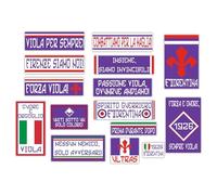 GamesMonkey® - Kit 15 Adesivi Ultras - Fiorentina - Campione Calcio Scudetto - Vinile Lucido HD - Made in Italy Impermeabili Esterno Interno Auto Moto Motocross Bici Casco Paraurti