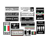 GamesMonkey® - Kit 15 Adesivi Ultras - Juve - Campione Calcio Scudetto - Vinile Lucido HD - Made in Italy Impermeabili Esterno Interno Auto Moto Motocross Bici Casco Paraurti Vetri Carrozzeria