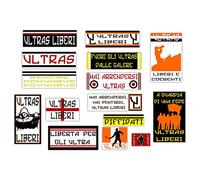 GamesMonkey® - Kit 15 Adesivi - Ultras Liberi Libertà Diffidati - Campione Calcio Scudetto - Vinile Lucido HD - Made in Italy Impermeabili Esterno Interno Auto Moto Motocross Bici Casco Paraurti