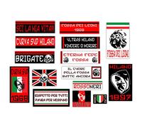 GamesMonkey® - Kit 15 Adesivi Ultras - Milan - Campione Calcio Scudetto - Vinile Lucido HD - Made in Italy Impermeabili Esterno Interno Auto Moto Motocross Bici Casco Paraurti Vetri Carrozzeria