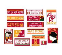 GamesMonkey® - Kit 15 Adesivi Ultras - Roma - Campione Calcio Scudetto - Vinile Lucido HD - Made in Italy Impermeabili Esterno Interno Auto Moto Motocross Bici Casco Paraurti Vetri Carrozzeria