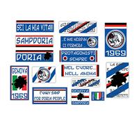 GamesMonkey® - Kit 15 Adesivi Ultras - Sampdoria Doria - Campione Calcio Scudetto - Vinile Lucido HD - Made in Italy Impermeabili Esterno Interno Auto Moto Motocross Bici Casco Paraurti