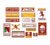 GamesMonkey® - Kit 15 Adesivi Ultras - Torino Granata - Campione Calcio Scudetto - Vinile Lucido HD - Made in Italy Impermeabili Esterno Interno Auto Moto Motocross Bici Casco Paraurti