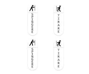 GamesMonkey® - Kit Etichette Adesivi "Spingere" e "Tirare" - Set di 4 Pezzi - Vari Modelli Disponibili - Adesivi Autoadesivi per Porte di Uffici, Negozi, Ristoranti, Bar, Strutture Sanitarie (V2)