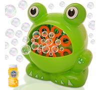 Gamez Jam Macchina bolle di sapone a forma di rana per bambini, ragazzi, neonati, adulti e cani. Perfetta per feste di compleanno, giochi all'aperto e al chiuso. Sparabolle di sapone a batteria.