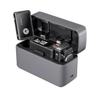 Gamiity Microfono lavalier wireless con slot per schede TF per fotocamera iPhone e Android, cancellazione del rumore AI, batteria 56H e portata di 199,9 m, microfono magnetico a clip con paravento per