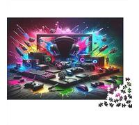 Gaming Computer Setup Puzzle 1000 Pezzi Carta per Adulti Scena Tecnologica Colorata Gioco di Puzzle per Famiglia Relax Casa Regalo 38x26cm/1000pcs