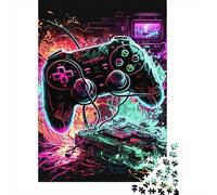 Gaming Controller Neon Art 1000 Pezzi Cartone Resistente Puzzle Classico Fans Per Ragazzi 12-18 Anni Sollievo Dello Stress Decorazione Murale 52x38cm/1000pcs