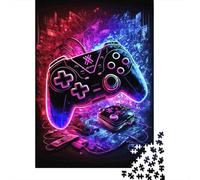 Gaming Controller Neon Art 1000 Pezzi Cartone Spesso Puzzle Classico Coppia Partner Allenamento Del Cervello Decorazione Murale Idea Regalo 70x50cm/1000pcs
