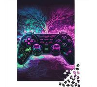Gaming Controller Neon Art 1000 Pezzi Cartone Spesso Puzzle Fai Da Te Per Bambini Principianti Gioco Divertente Impegnativo Sollievo Dello Stress Idea Regalo 38x26cm/1000pcs