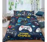 Gaming controllerscopripiumino ultra microfibra 3 Pezzi stampa di 3D con cerniera Modern digital game Set Di Copripiumino con federe per cuscini traspirante for adulti Super king（260x220cm）