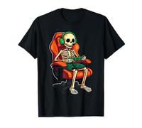 Gaming Halloween Skeleton Scary Gamer Ragazzi Bambini Tee Maglietta