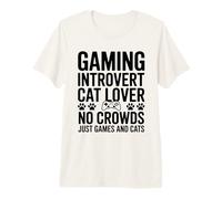 Gaming Introvert Cat Amante Nessuna Folla Solo Giochi E Gatti Maglietta Premium