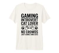 Gaming Introvert Cat Amante Nessuna Folla Solo Giochi E Gatti Maglietta Premium