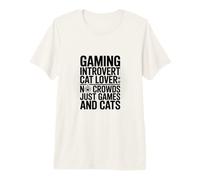 Gaming Introvert Cat Amante Nessuna Folla Solo Giochi E Gatti Maglietta Premium