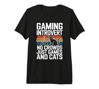 Gaming Introvert Cat Amante Nessuna Folla Solo Giochi E Gatti Maglietta Premium