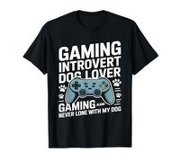 Gaming Introvert Dog Lover Gaming Mai Solo con Il Mio Cane Maglietta