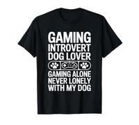 Gaming Introvert Dog Lover Gaming Mai Solo con Il Mio Cane Maglietta