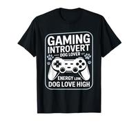 Gaming Introvert Energy Low Dog Love High Maglietta