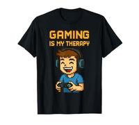 Gaming Is My Therapy Divertente Gamer Pixel Art Videogioco Maglietta