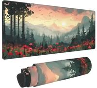 Gaming Mouse Mat 600x400x2mm,Scenario del campo Large Mouse Pad,Extended Desk Pad,Mousepad XXL with Stitched Edges Anti-Slip Rubber Base Improved precision and speed for Home Office