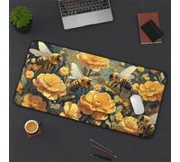 Gaming Mouse Mat Bee Flower, Large mouse Pad 800x400mm Thickness 2MM, Improved Precision and Speed, Non-Slip Base Mousepad with Stitched Edges for Gaming, Office & Home