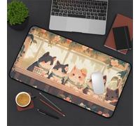 Gaming Mouse Mat Cats Flower, Large mouse Pad 800x400mm Thickness 2MM, Improved Precision and Speed, Non-Slip Base Mousepad with Stitched Edges for Gaming, Office & Home